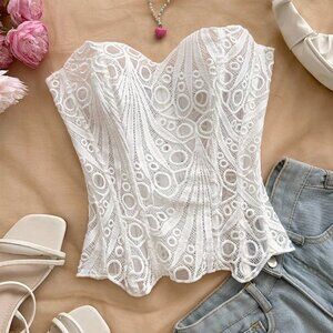 White Elegant Women's Lace Corset Top